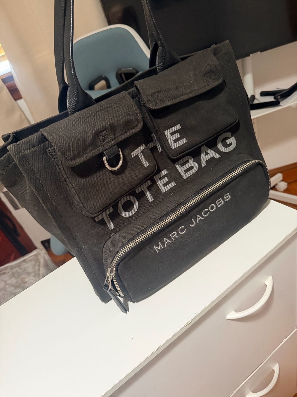 Marc Jacobs Black Canvas 'The Tote Bag' Utility Tote